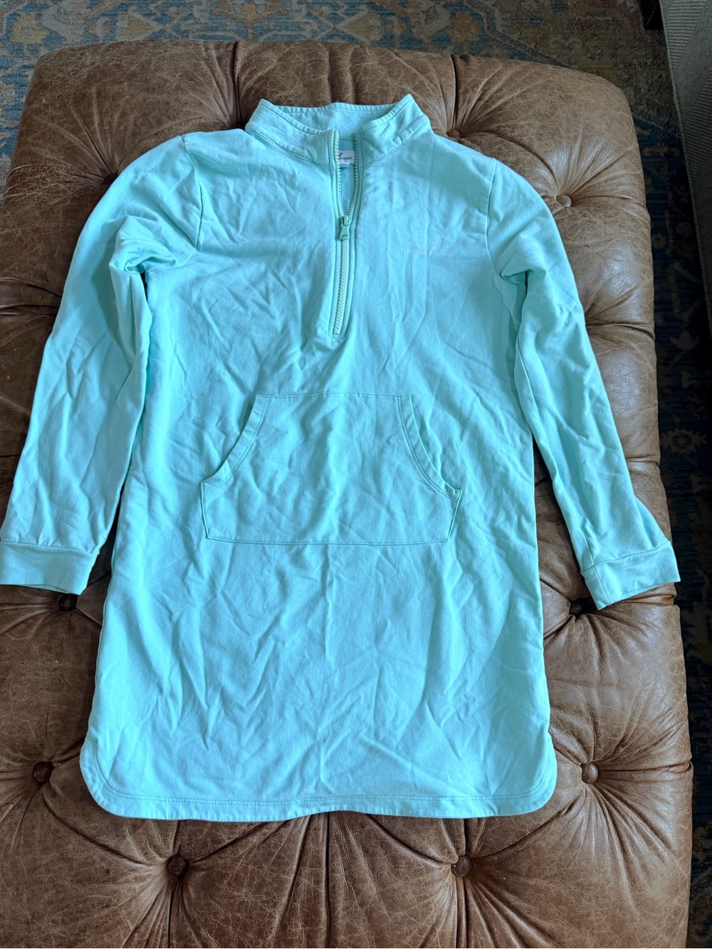 Vineyard Vines Girls Coverup Pool Large Teal 
Beach Zip Cotton Stretch Whale